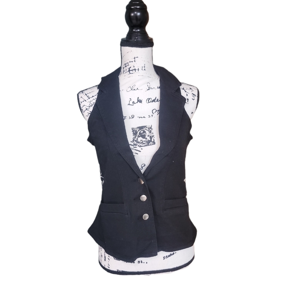 Badgley Mischka American Glamour Grunge Y2K New Denim Vest Size Small